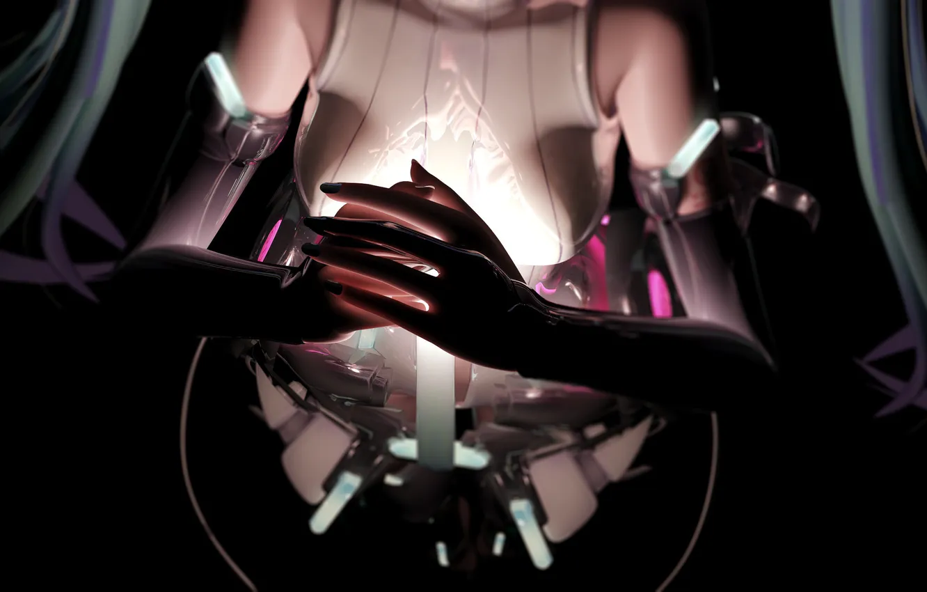 Photo wallpaper girl, light, art, vocaloid, hatsune miku, Vocaloid, miku append
