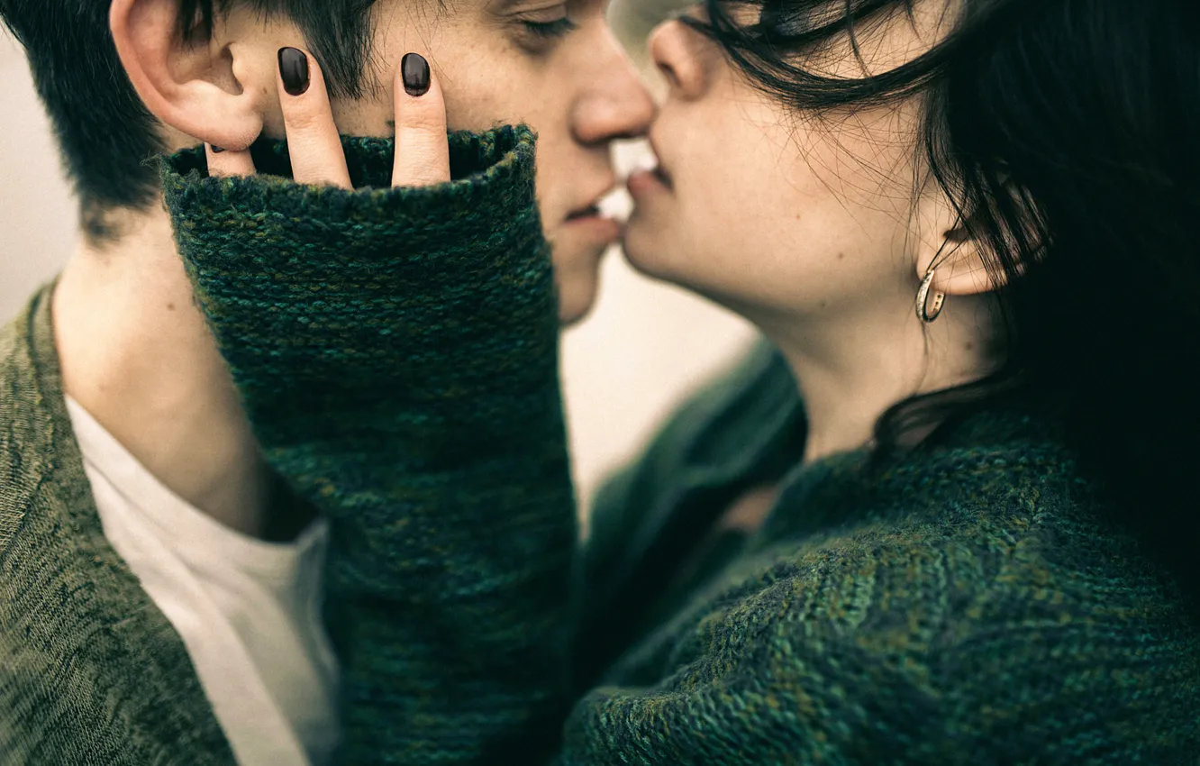 Photo wallpaper macro, kiss, pair, Victoria Berngard