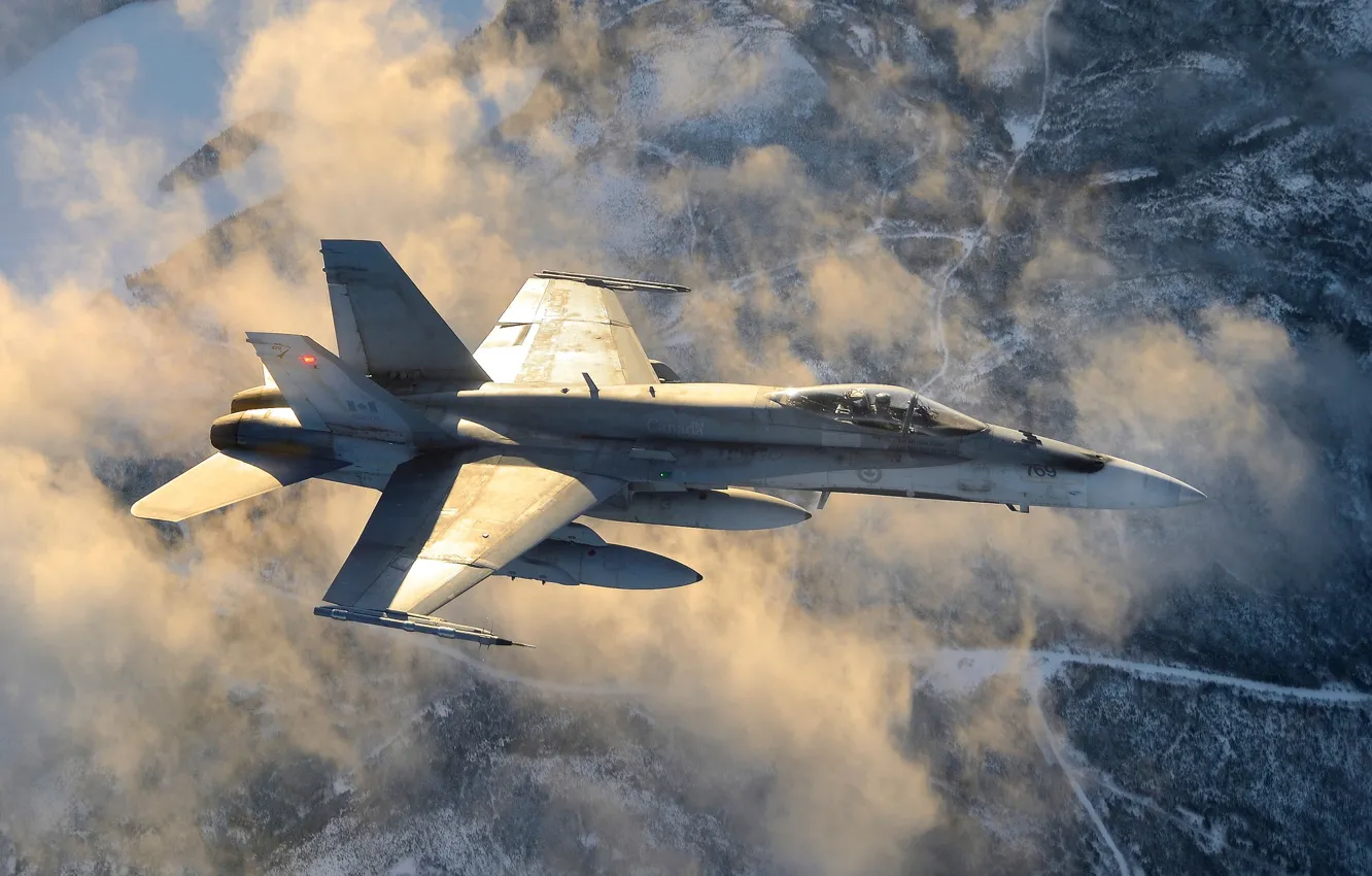 Photo wallpaper clouds, fighter, multipurpose, Hornet, "Hornet", CF-18