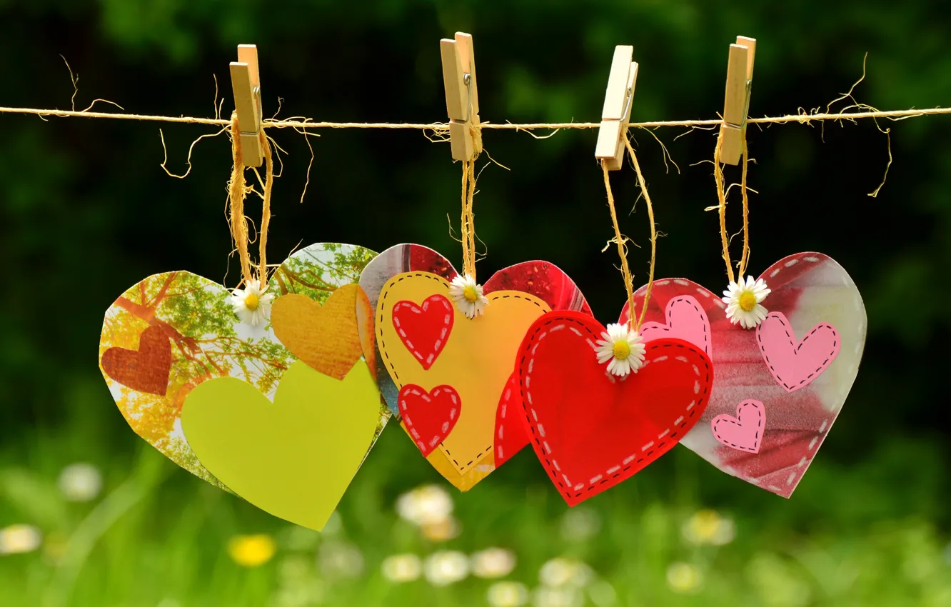 Photo wallpaper love, flowers, red, nature, green, background, holiday, glade