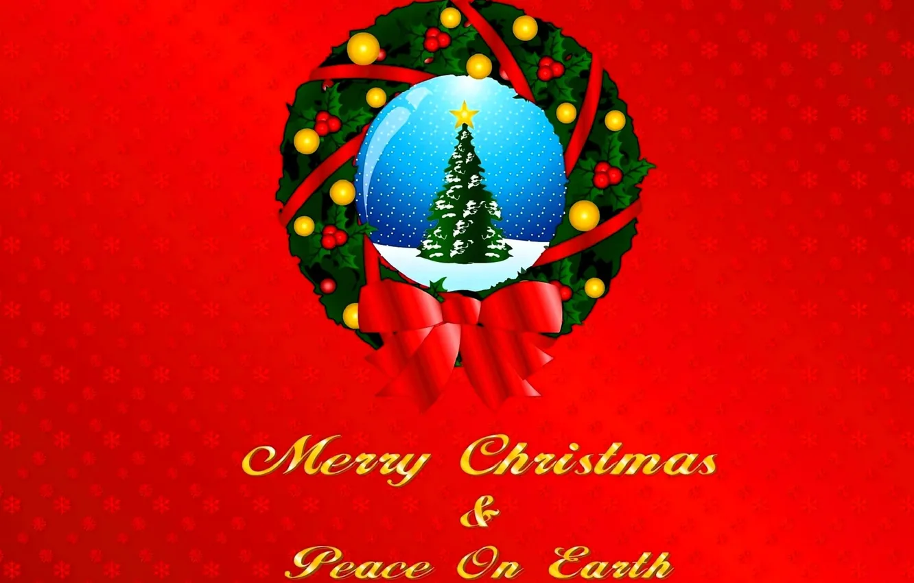 Photo wallpaper tree, wish, bow, wreath, congratulations