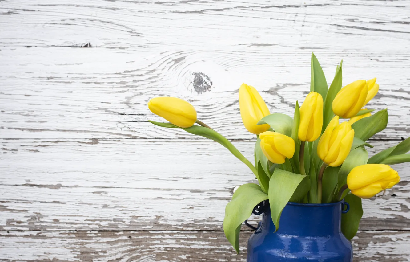 Photo wallpaper yellow, bouquet, tulips
