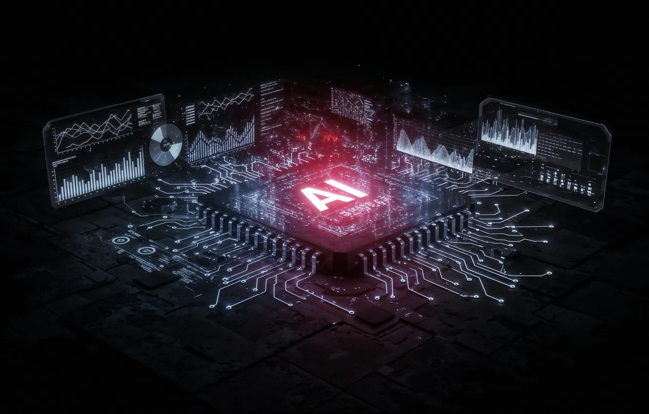 Photo wallpaper board, Circuit, Chip