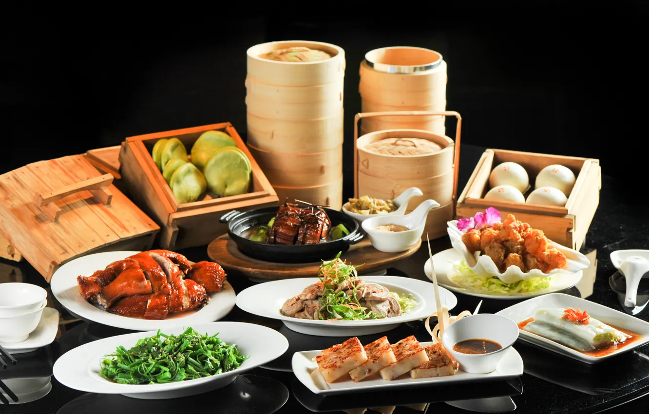 Photo wallpaper fish, meat, dish, seafood, cuts