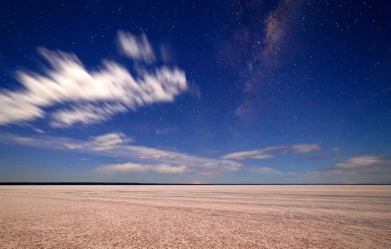 Photo wallpaper stars, clouds, the milky way, salt marshes