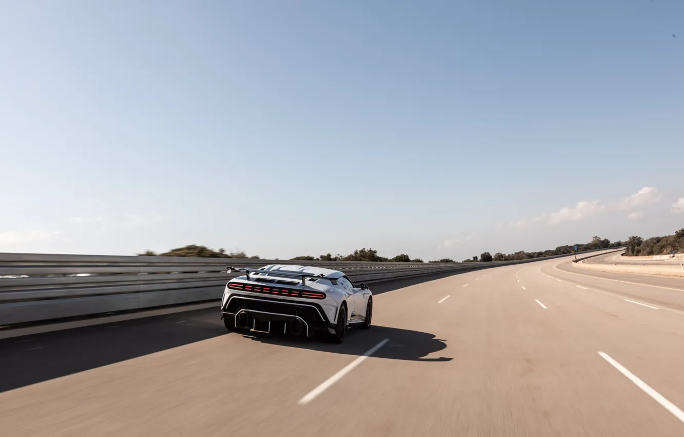 Photo wallpaper Bugatti, road, drive, One hundred and ten, Bugatti Centodieci