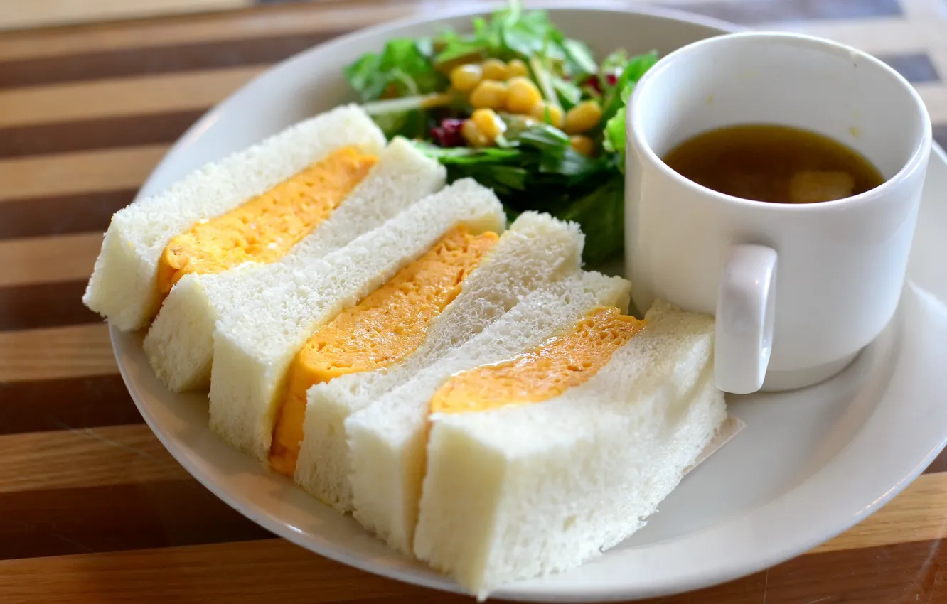 Photo wallpaper tea, Breakfast, sandwich