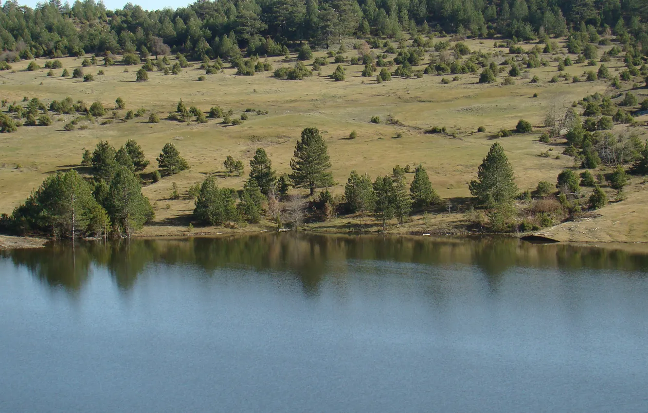 Photo wallpaper mountain, lake, Pieria