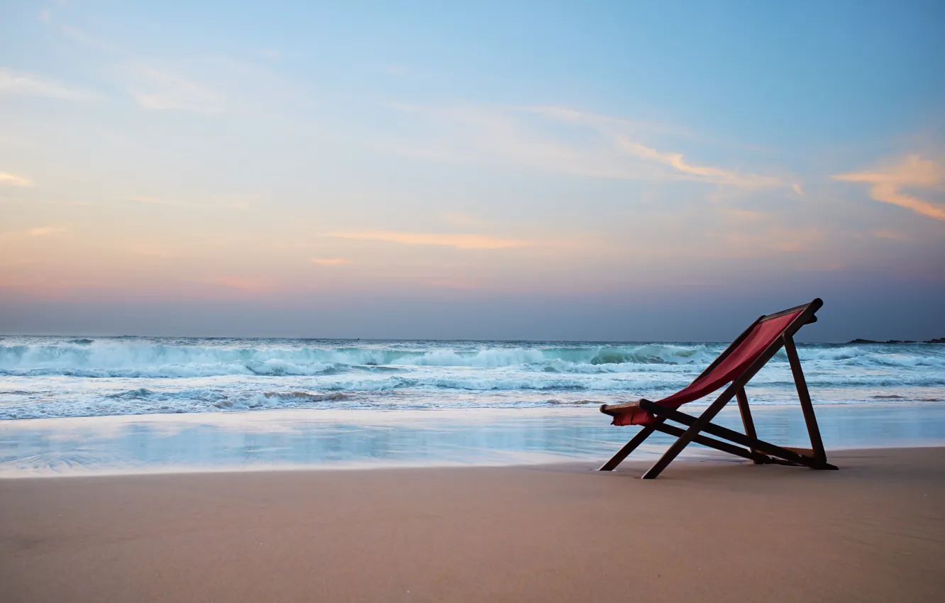 Photo wallpaper sea, beach, nature, tropics, chair