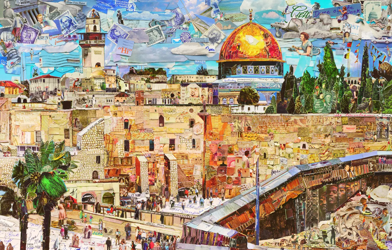 Photo wallpaper Jerusalem, Vik Muniz, Postcards from Nowhere, contemporary art