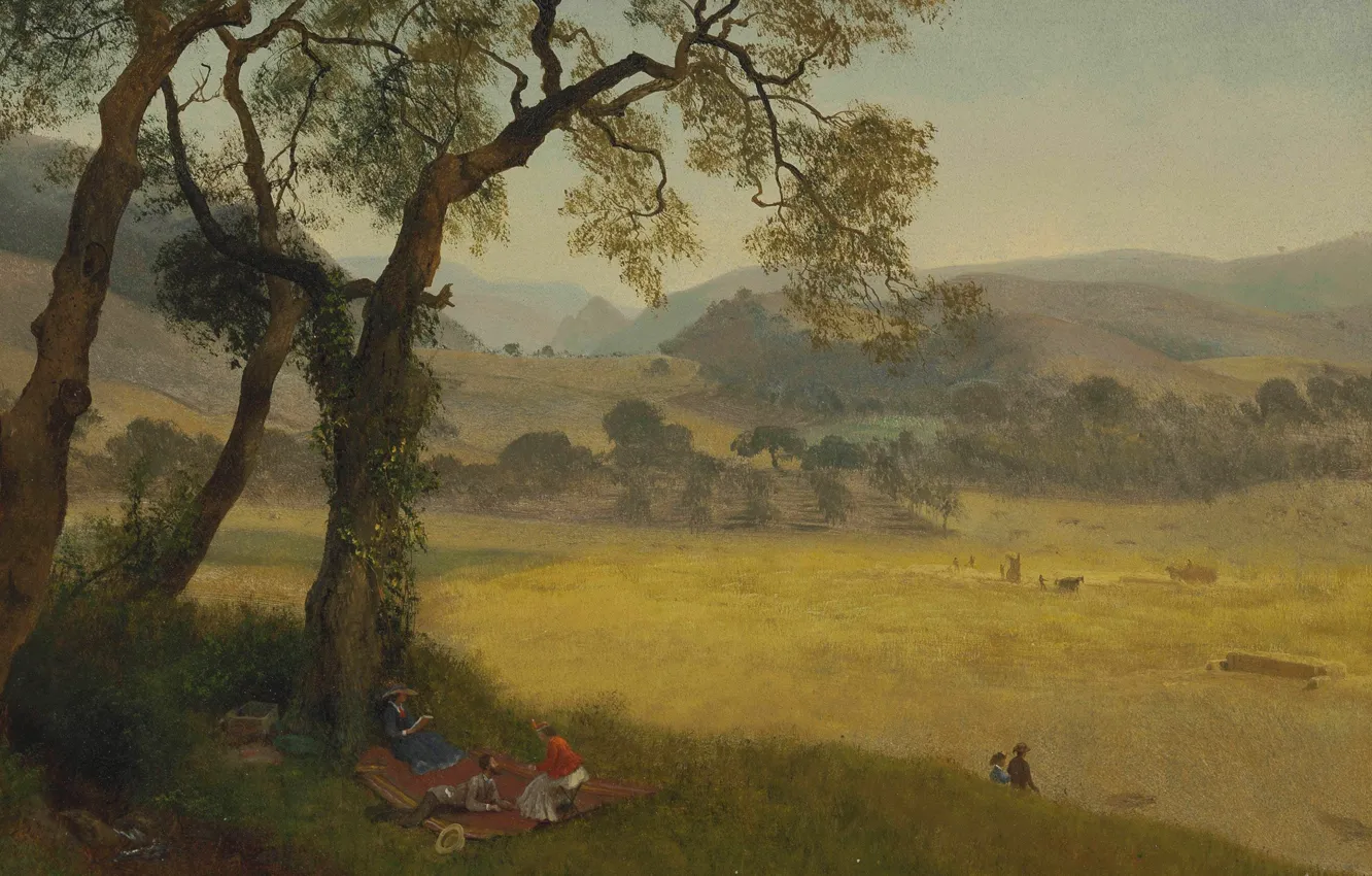 Photo wallpaper landscape, picture, Albert Bierstadt, Golden Summer Day near Oakland