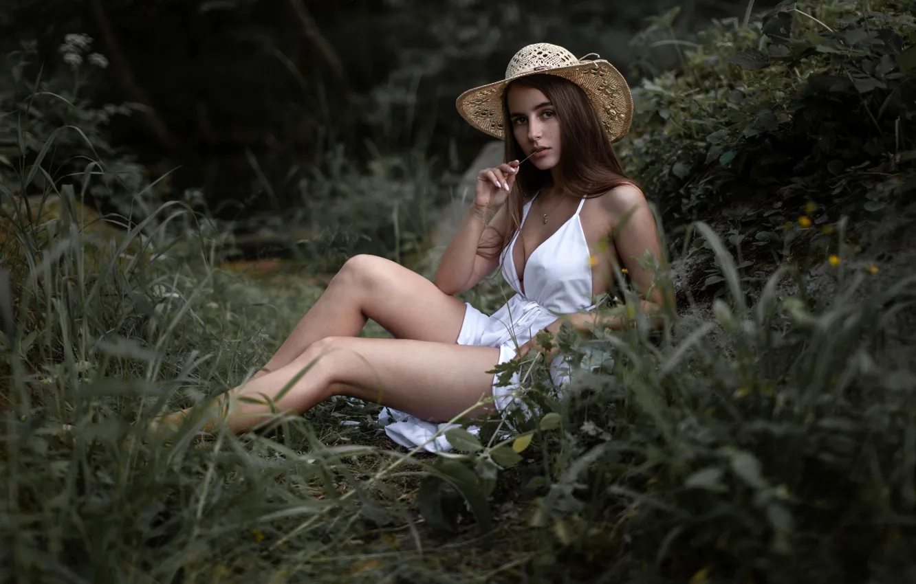 Photo wallpaper look, nature, hope, sexy, pose, model, portrait, hat