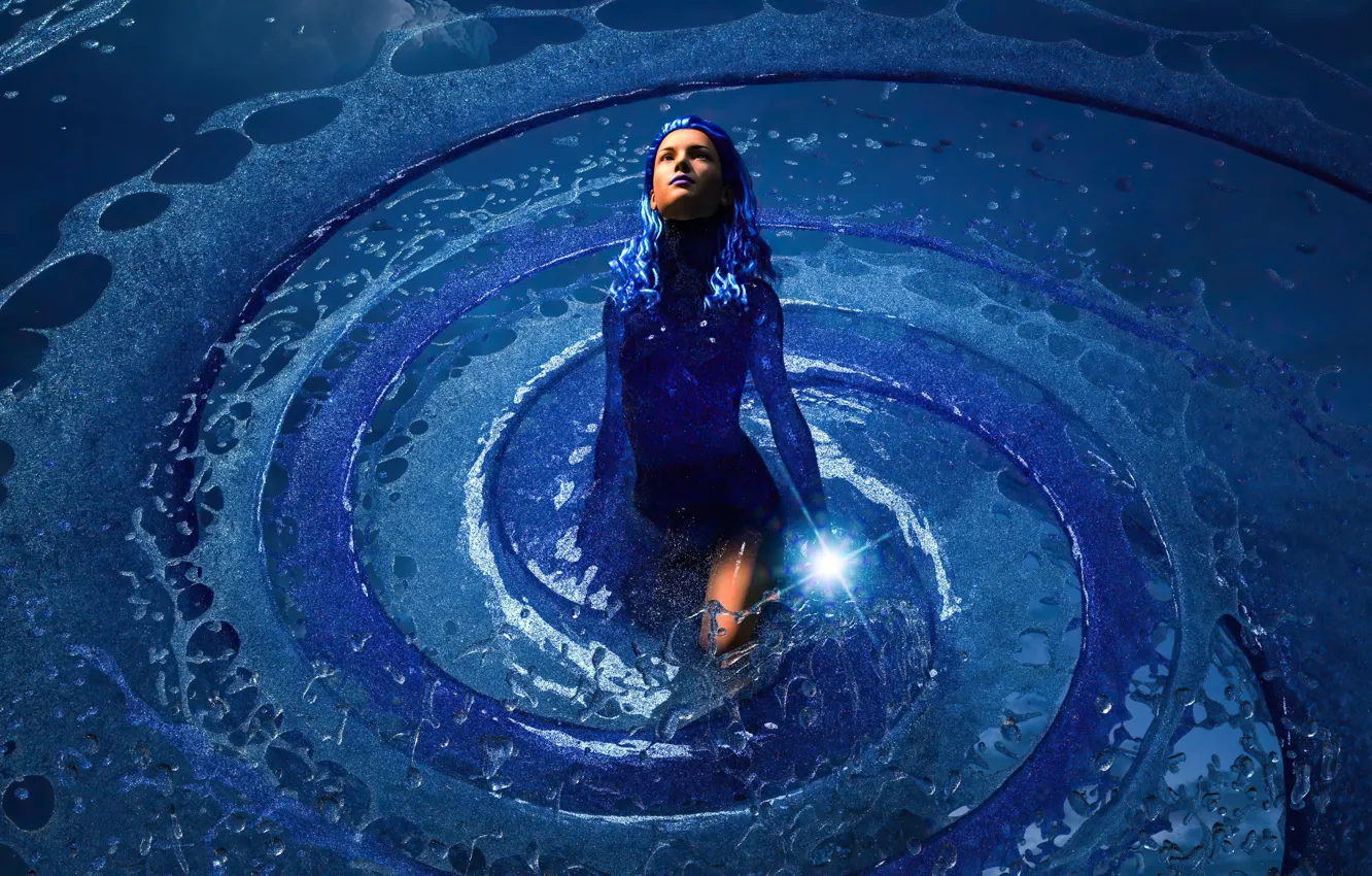 Photo wallpaper fantasy, woman, Free Spirit, swirl lake