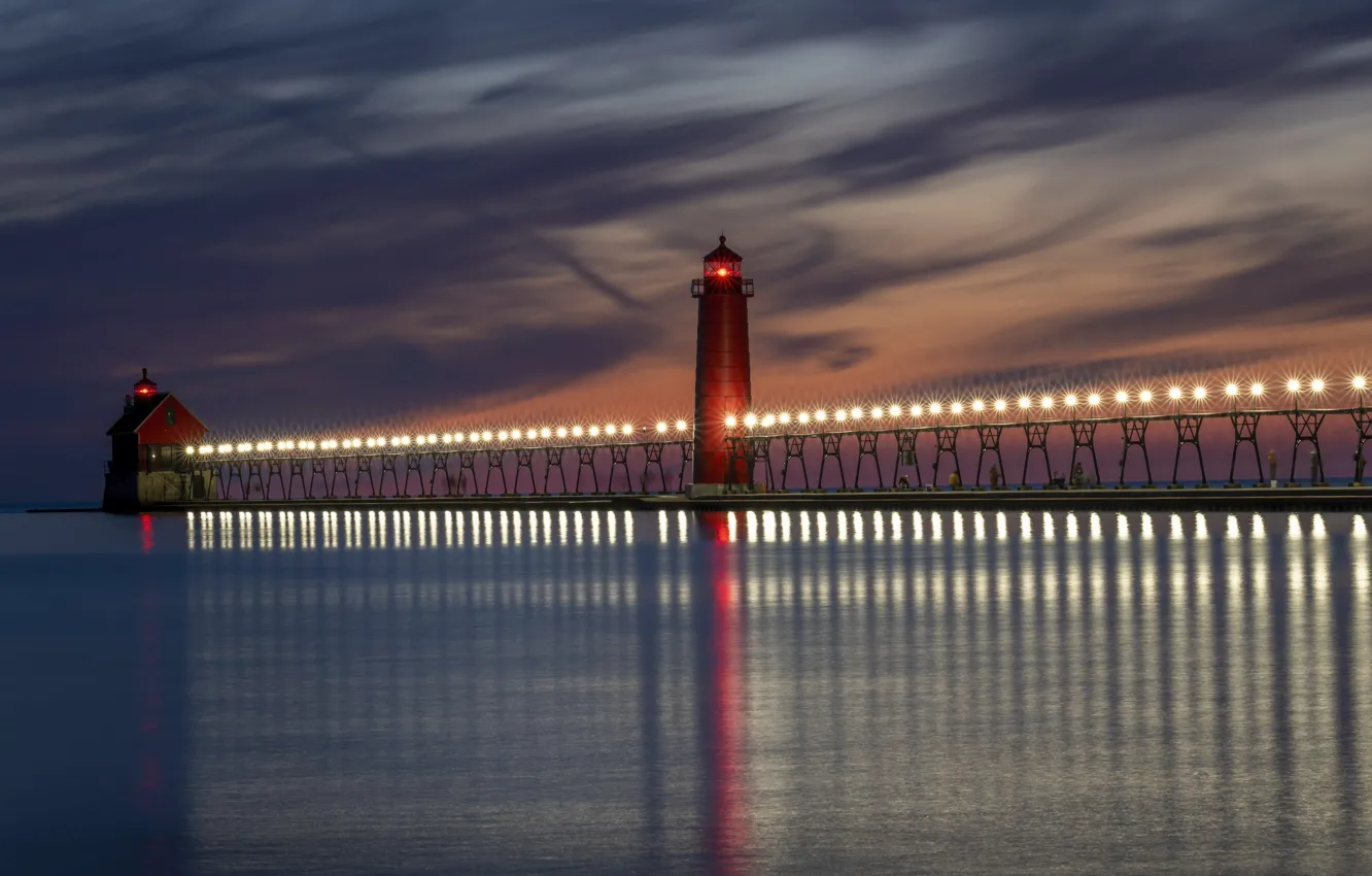 Photo wallpaper lighthouse, Michigan, Grand Haven