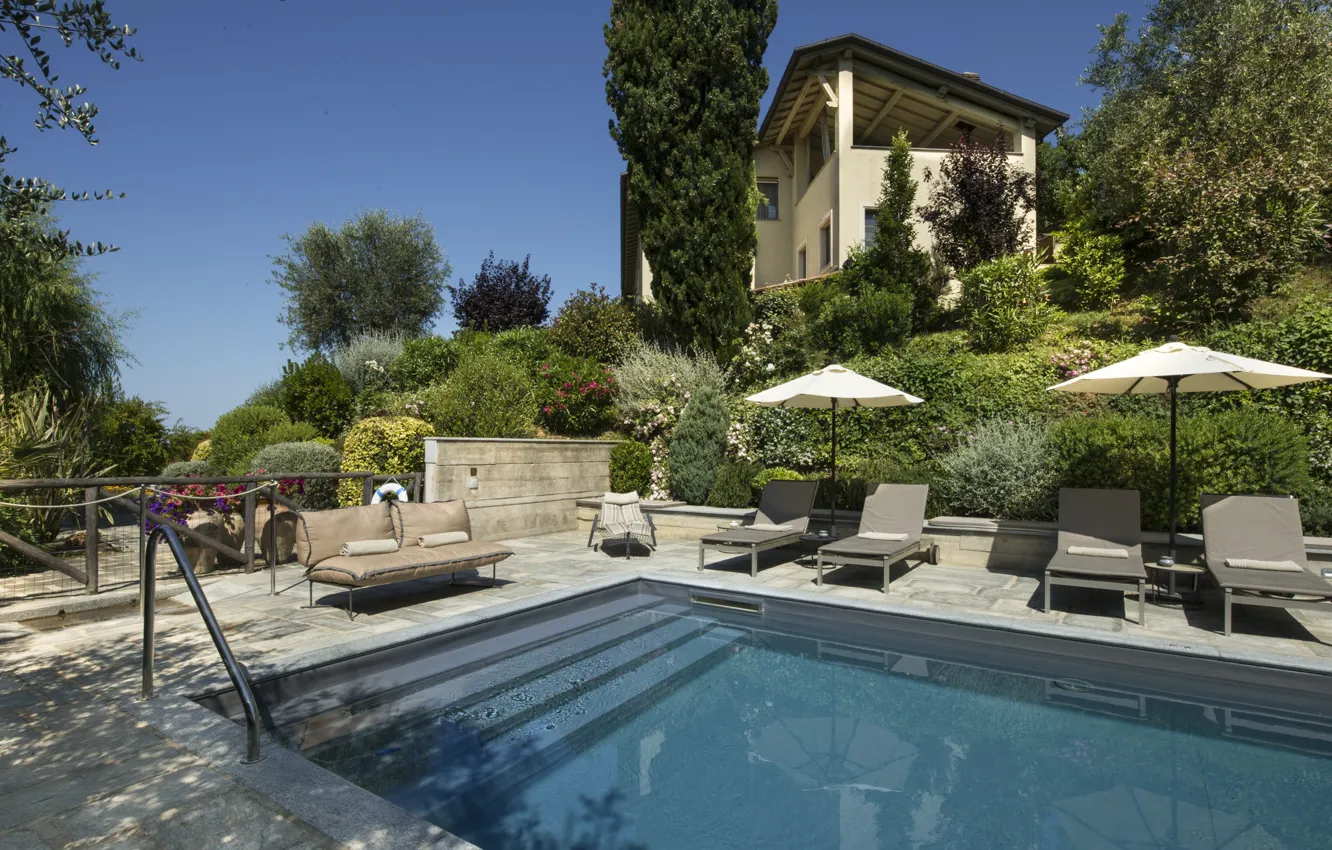 Photo wallpaper Villa, pool, Italy, architecture, terrace, by Marco Innocenti, House in Tuscany
