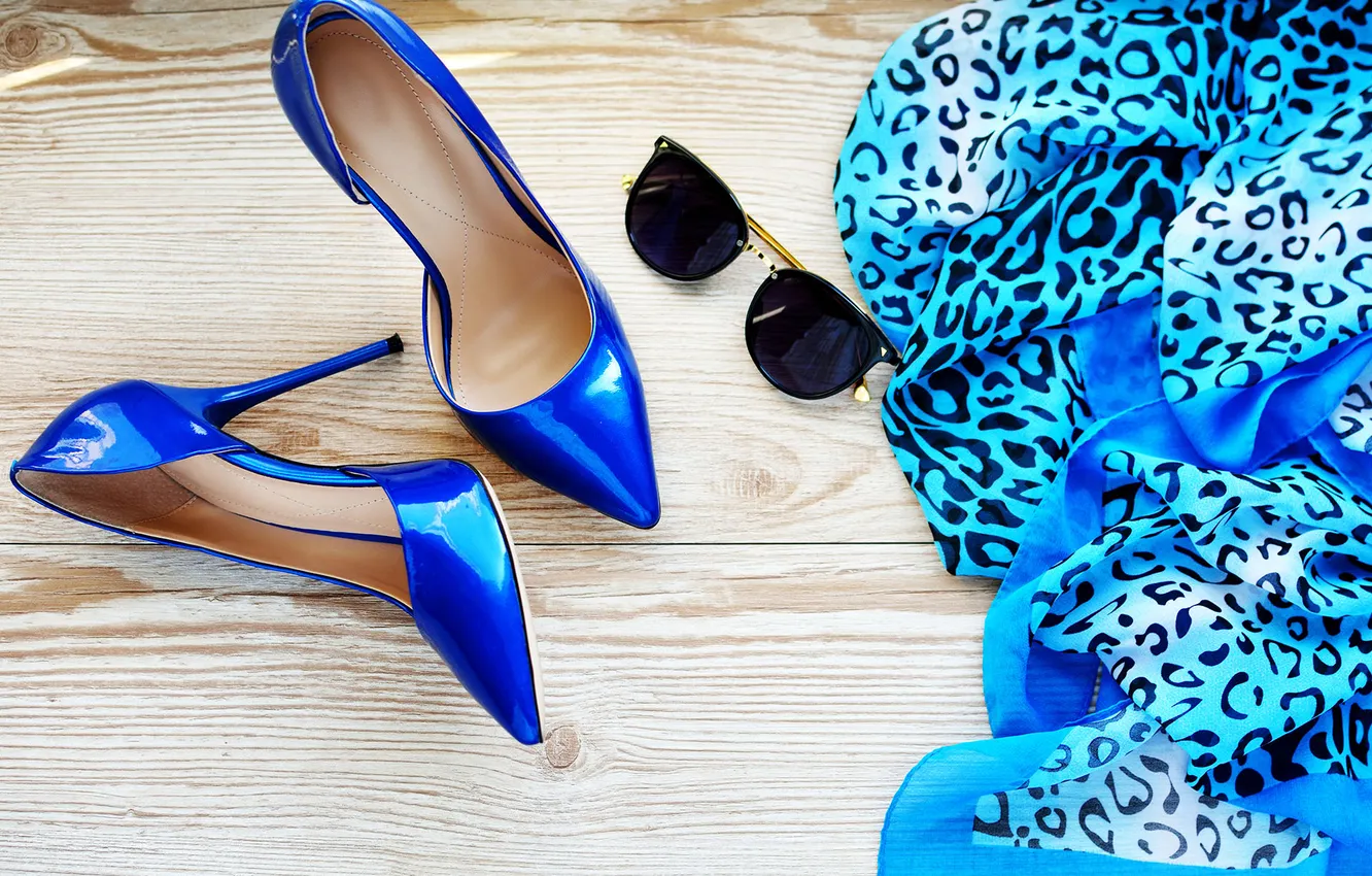 Photo wallpaper swimsuit, Glasses, Shoes, wooden Board
