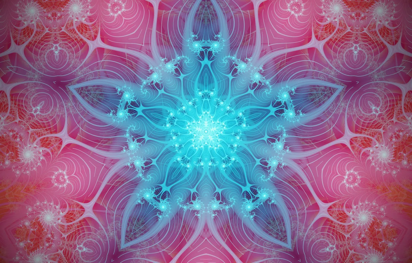Photo wallpaper abstraction, background, pink, blue, pattern, star, fractal, ornament