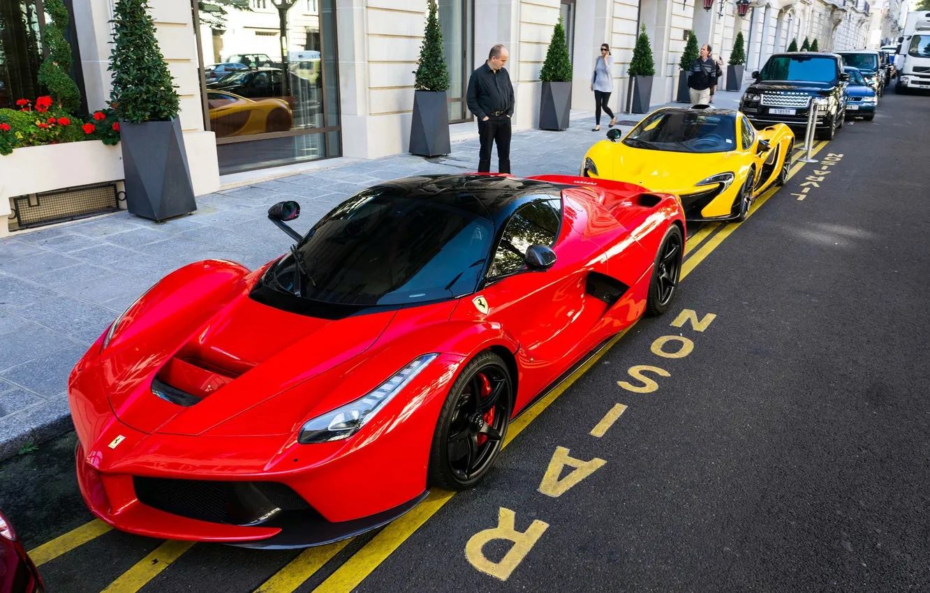 Photo wallpaper McLaren, Ferrari, supercar, LaFerrari