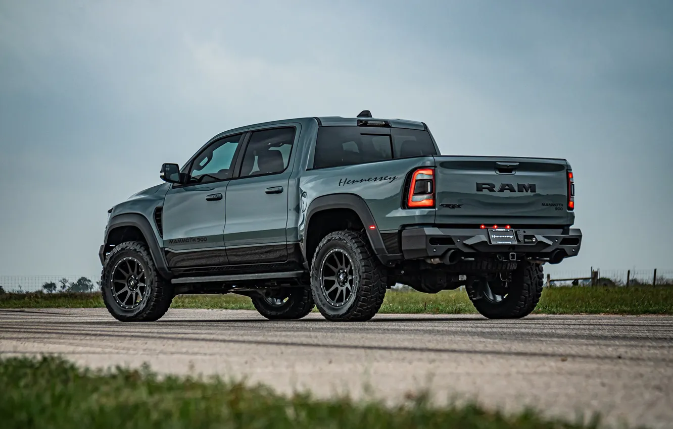 Photo wallpaper Dodge, Jeep, Pickup, rear view, Hennessey, Ram, Mammoth, 2021