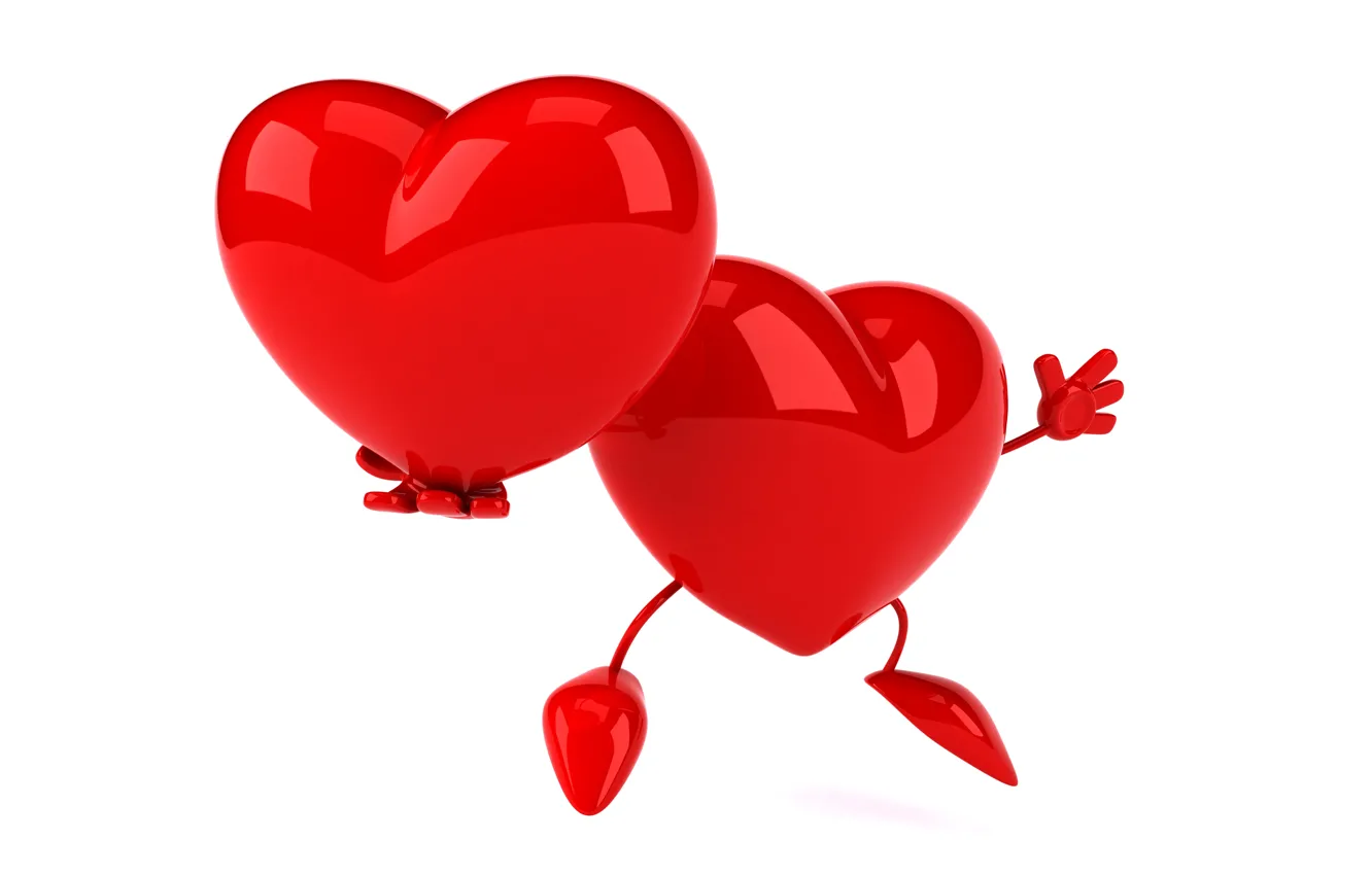 Photo wallpaper heart, red, heart, funny, rendering, 3D Art