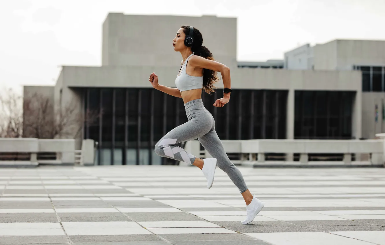 Photo wallpaper girl, sports, athlete, running, sports uniform