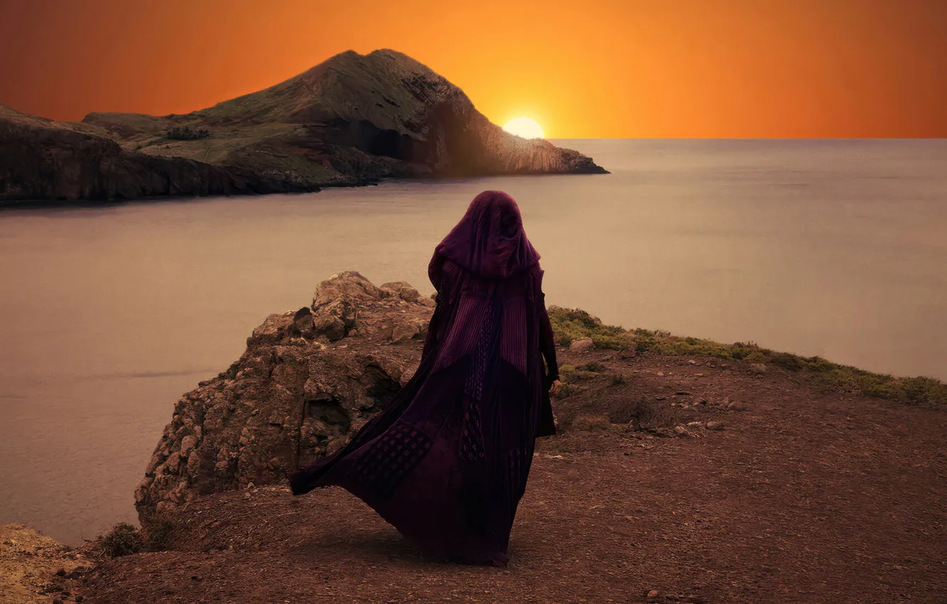 Photo wallpaper girl, landscape, mountains, Cape, The Acolyte, TV series 2024