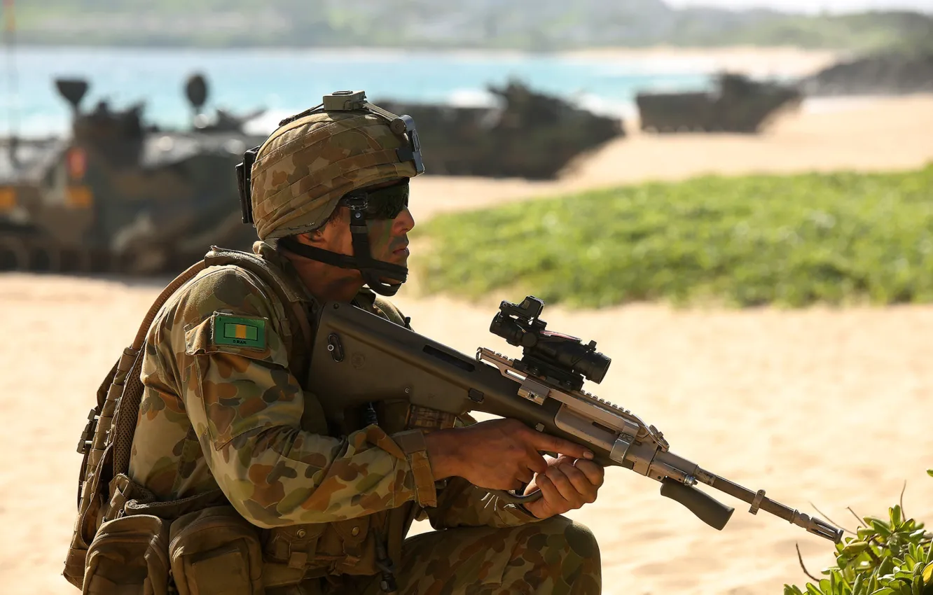 Photo wallpaper weapons, army, soldiers, Australian Army