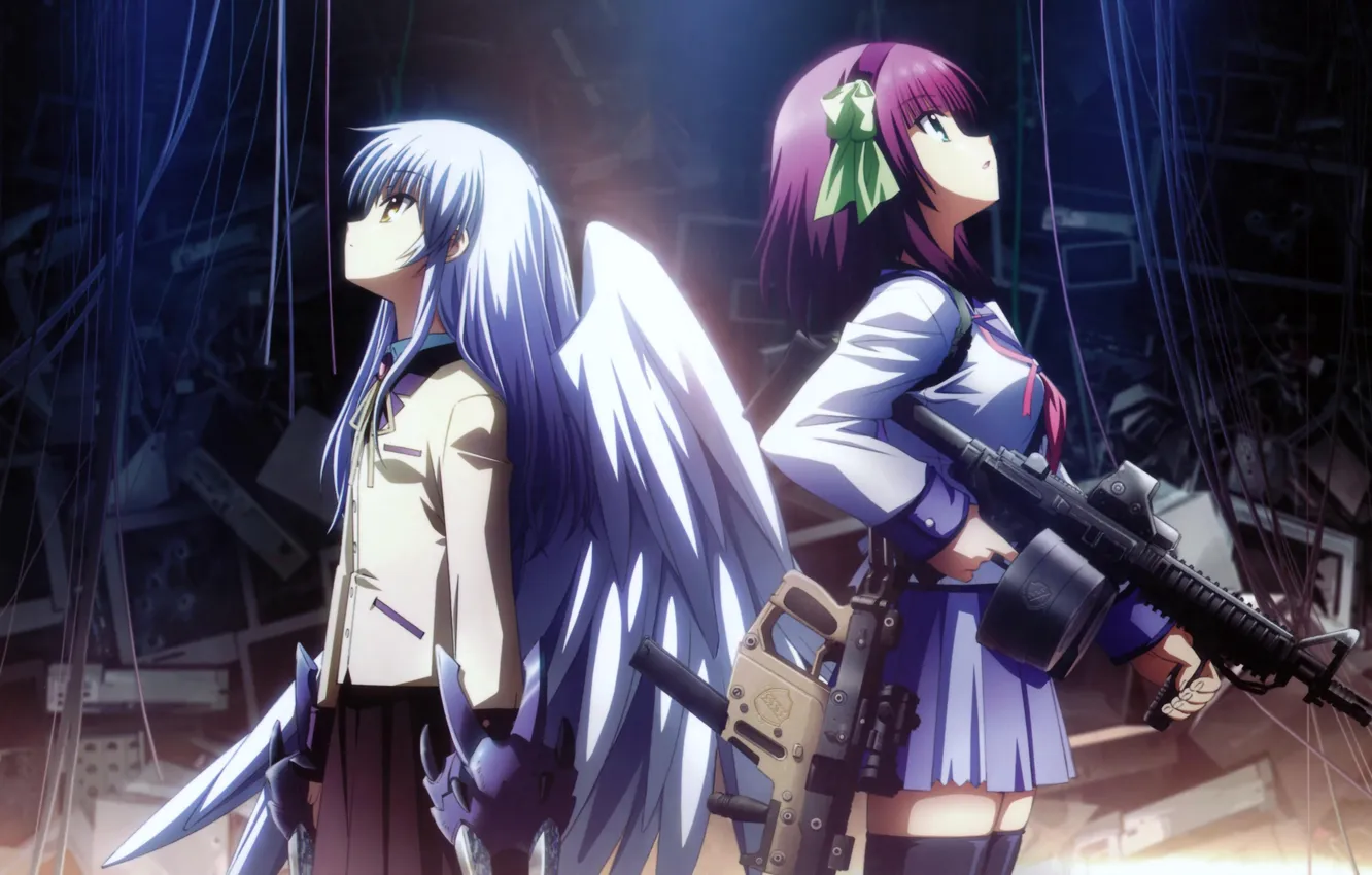 Photo wallpaper wings, angel, anime, machine, anime, angel beats, Canada Tachibana, Angel Beats!