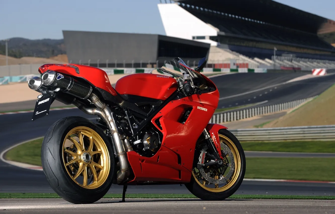 Photo wallpaper red, track, motorcycle, red, Ducati, tribune, superbike, 1198