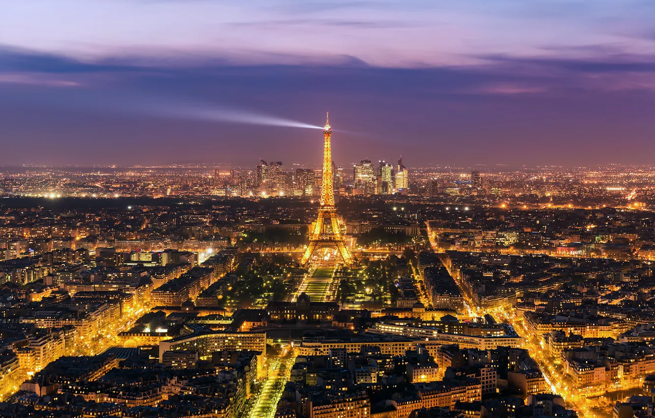 Photo wallpaper light, the city, lights, France, Paris, tower, home, the evening
