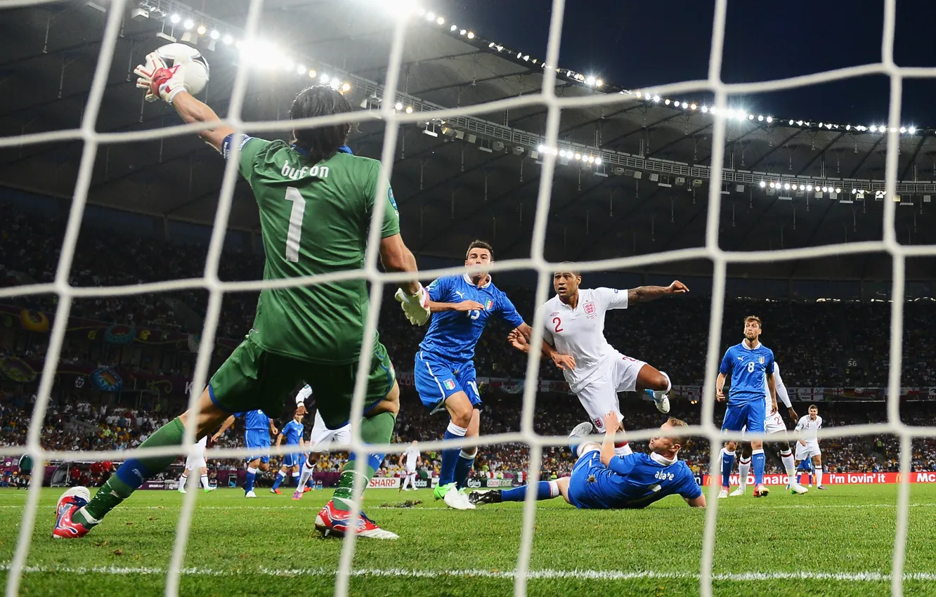 Photo wallpaper italy, buffon, euro2012, the Olympic stadium Kiev, shining moment