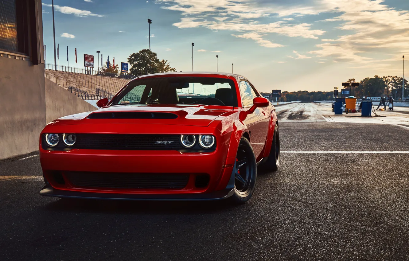 Wallpaper Dodge, Challenger, red, muscle car, Dodge Challenger SRT ...