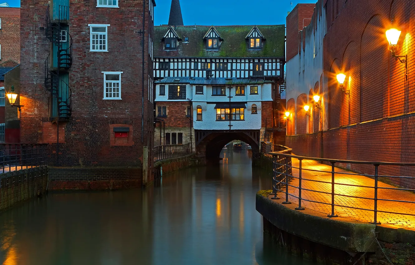 Photo wallpaper bridge, England, home, channel, Lincoln