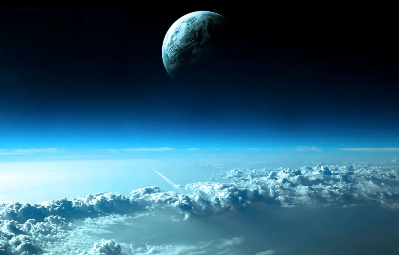 Photo wallpaper clouds, planet, The sky