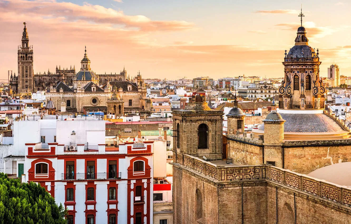 Photo wallpaper roof, building, panorama, Spain, Seville, Archaeological Museum