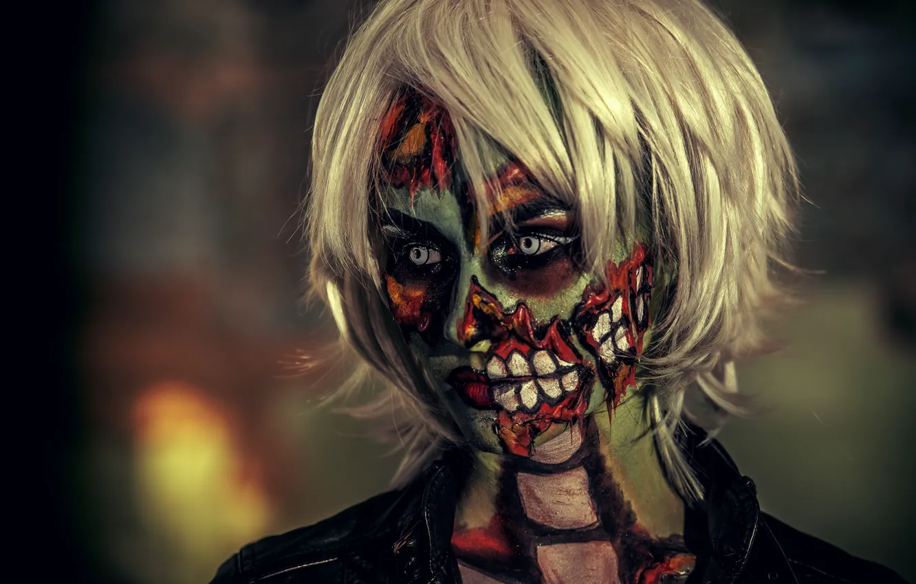 Photo wallpaper zombie, Woman, make-up