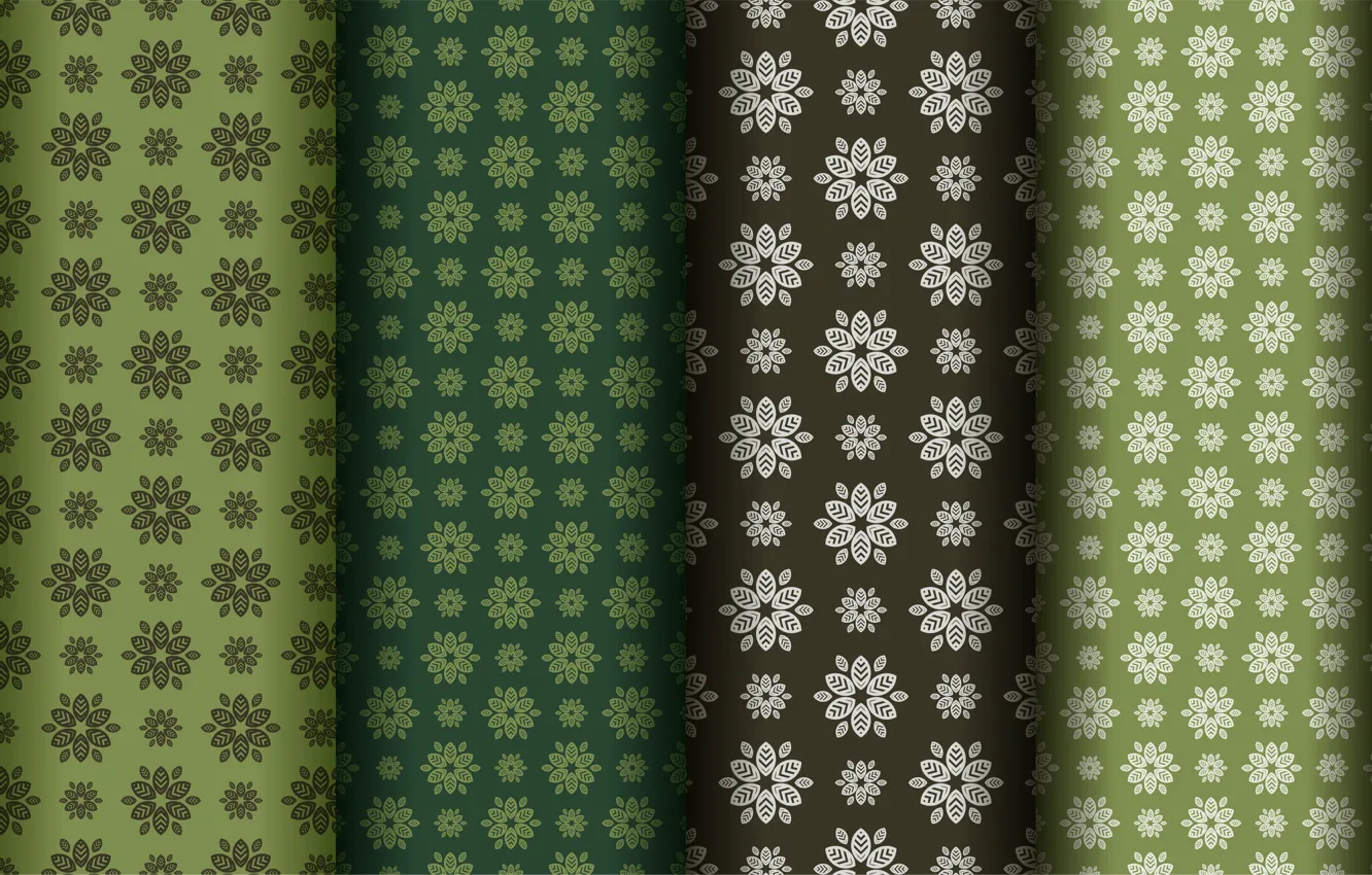 Photo wallpaper flowers, green, background, pattern