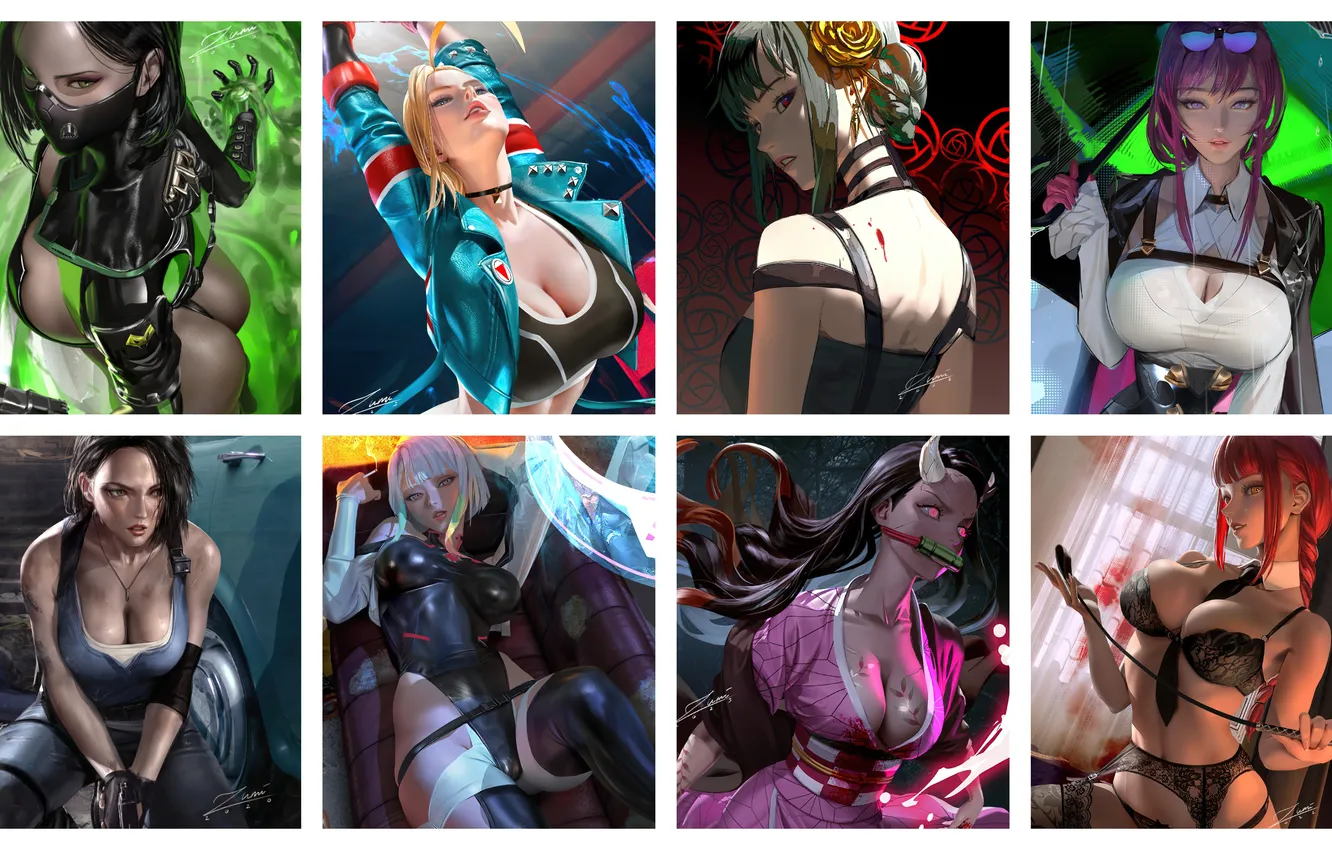 Photo wallpaper sexy girl, anime, pokemon, Jill Valentine, Cyberpunk 2077, Game Art, Nyotengu, Makima (Chainsaw Man)