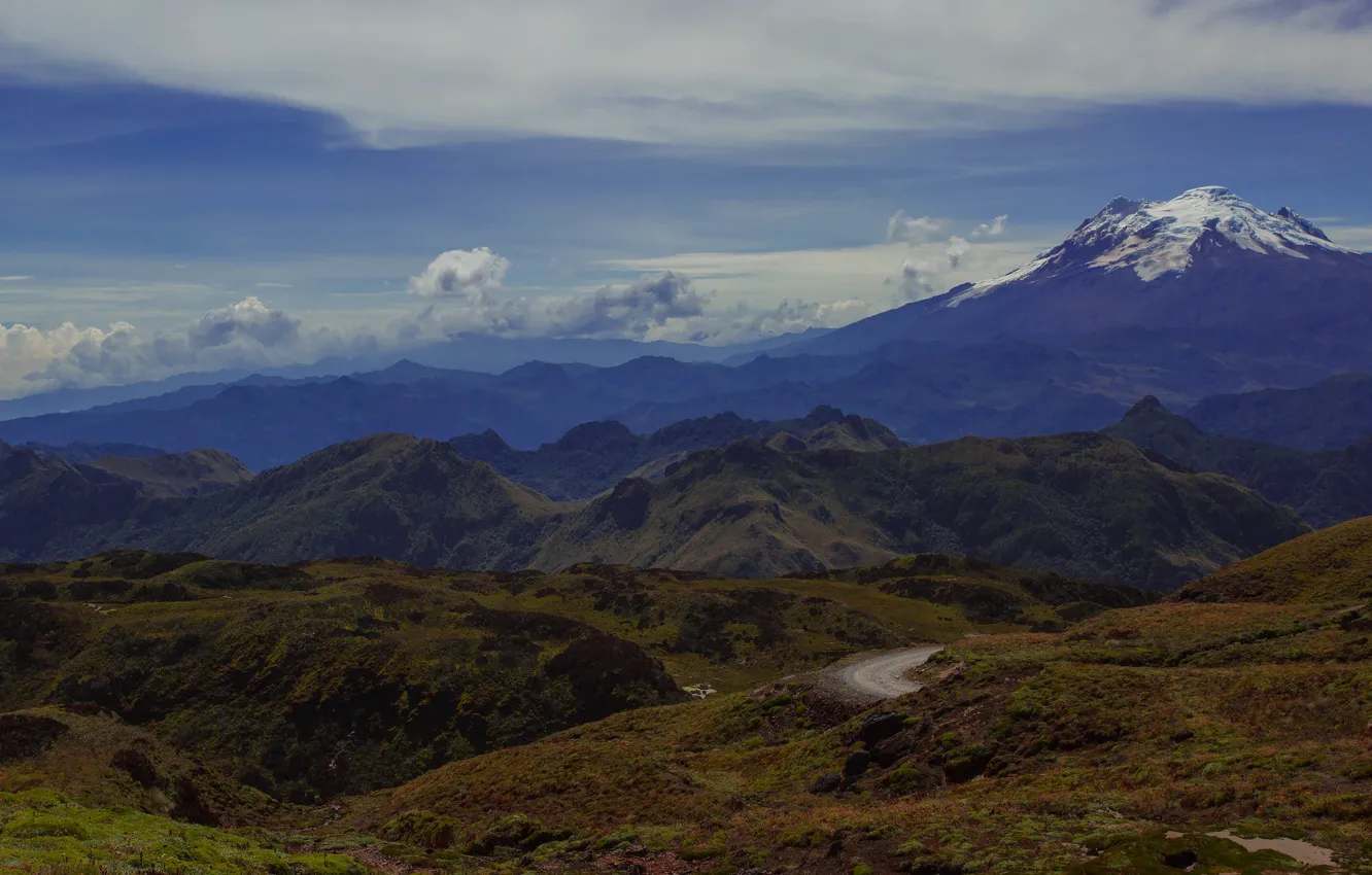 Photo wallpaper mountains, tops, slope