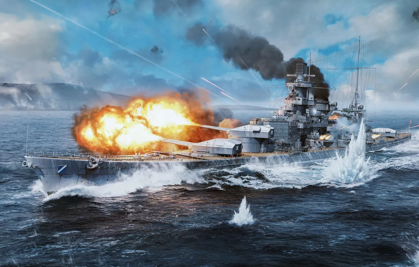 Photo wallpaper the game, ship, shot, game, War Thunder, Germany Big Fleet