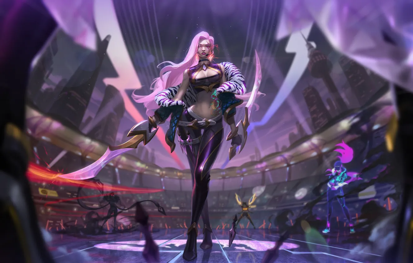 Photo wallpaper girl, weapons, League of Legends