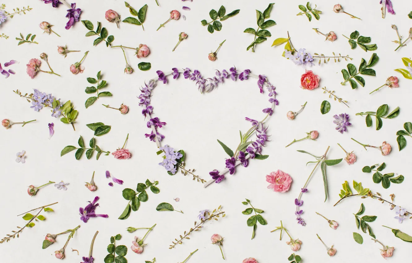 Photo wallpaper love, flowers, heart, petals, love, heart, pink, flowers