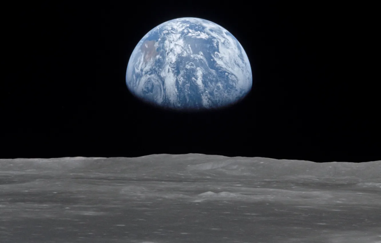 Photo wallpaper planet, Earth, view from the moon