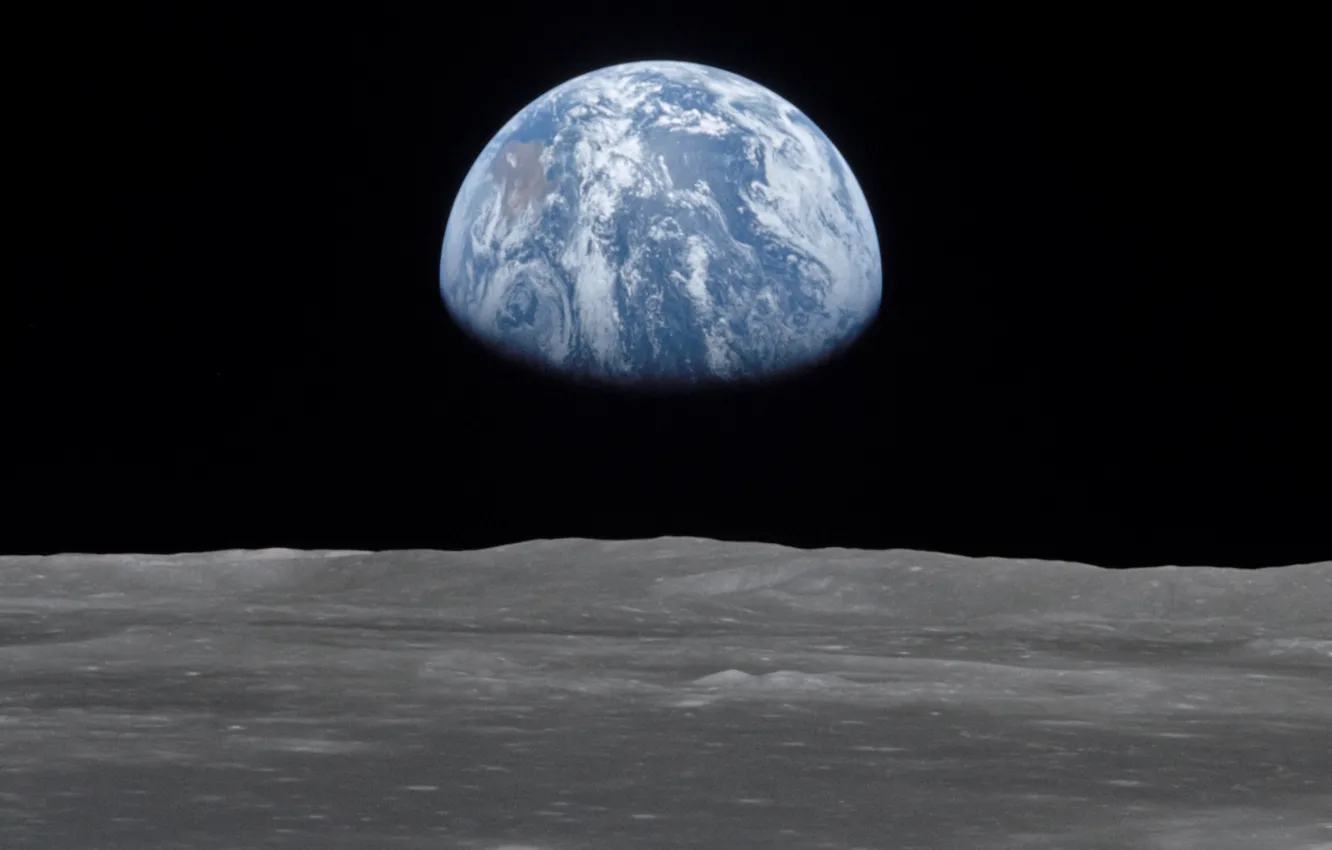 Photo wallpaper earth, planet, view from the moon