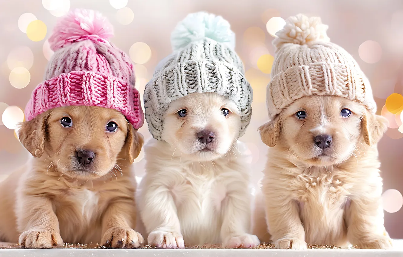 Photo wallpaper white, look, glare, dog, baby, puppy, red, face