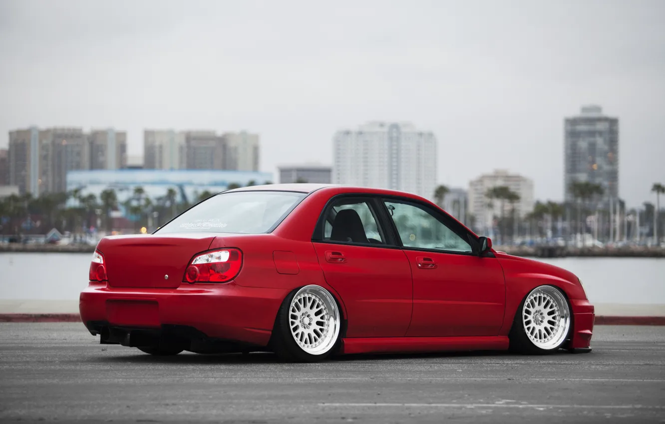 Photo wallpaper red, Subaru, Impreza, WRX, red, Subaru, Impreza