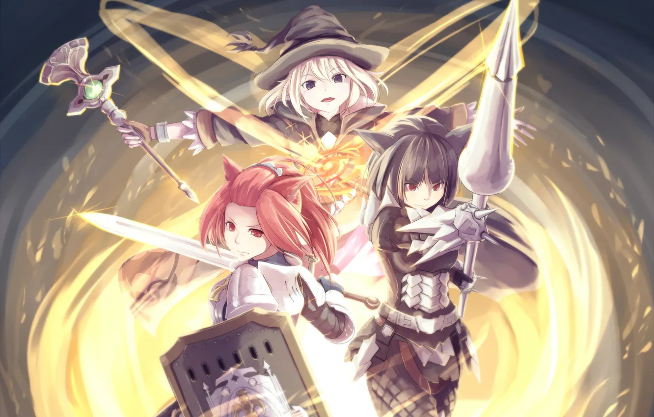 Photo wallpaper girl, weapons, magic, armor, art, final fantasy xiv, dararito