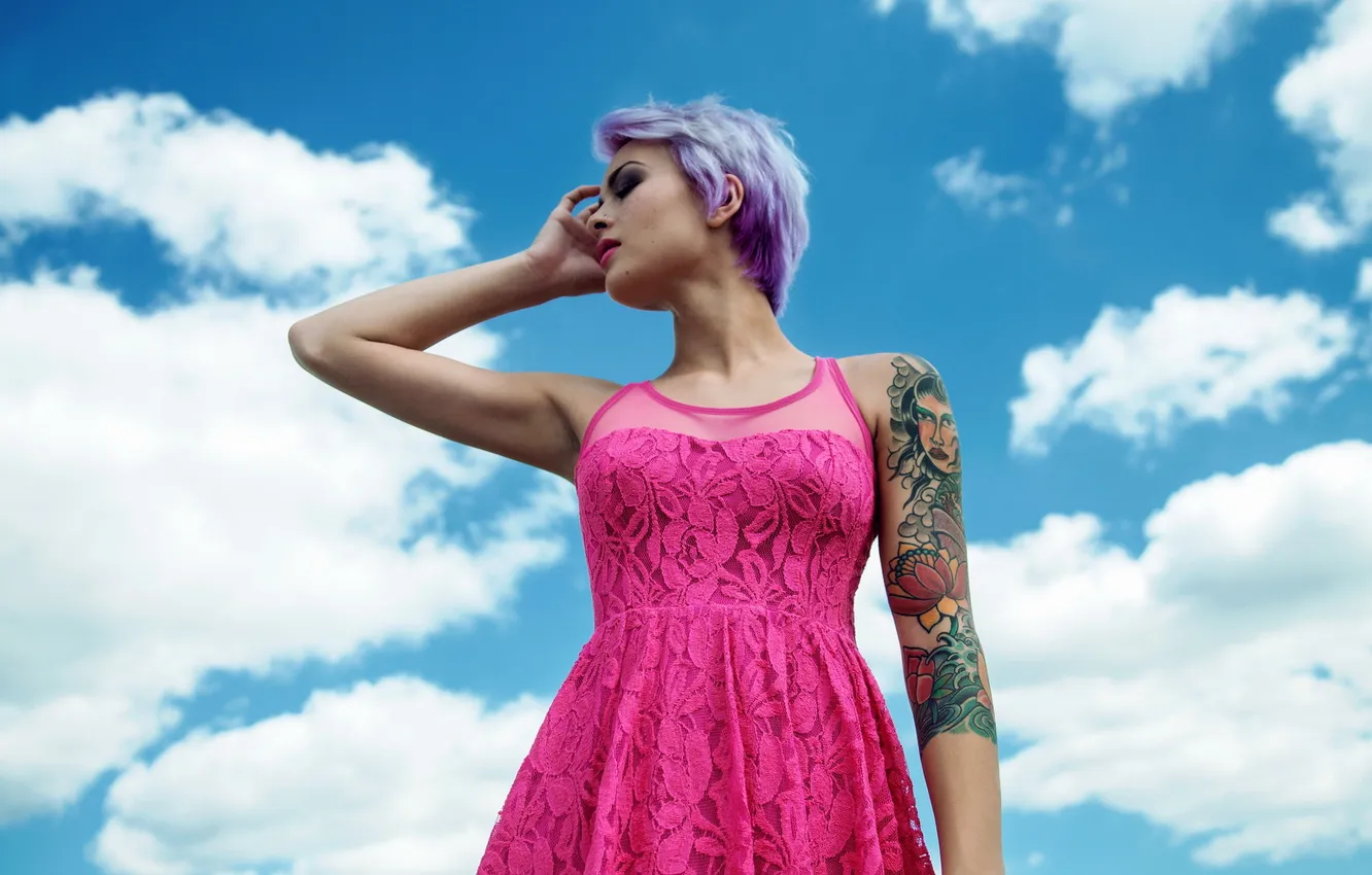 Photo wallpaper the sky, girl, background, model, Black McGnarley