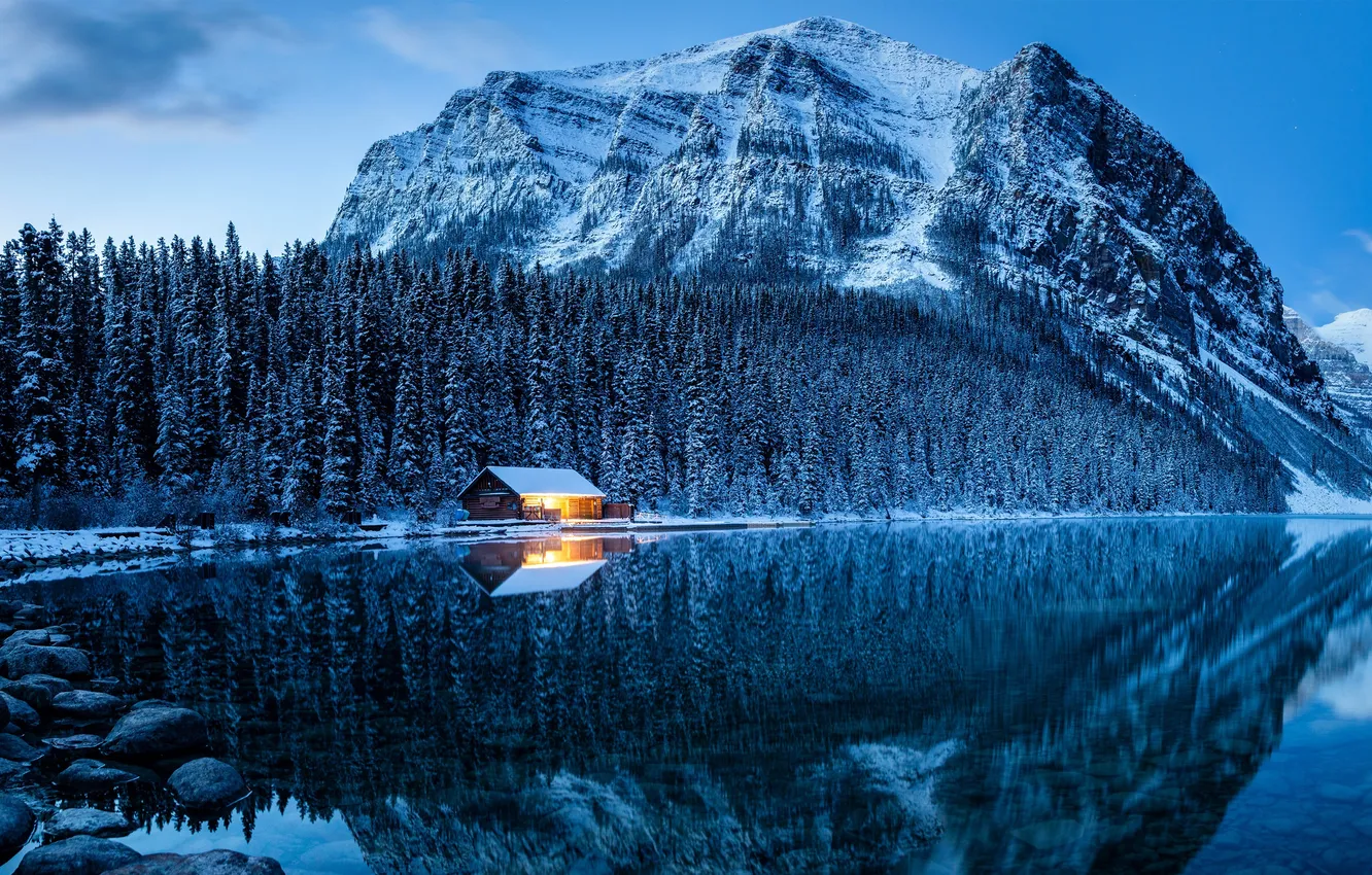 Photo wallpaper winter, snow, lake, Canada, Banff National Park, Alberta, Lake Louise, Canada