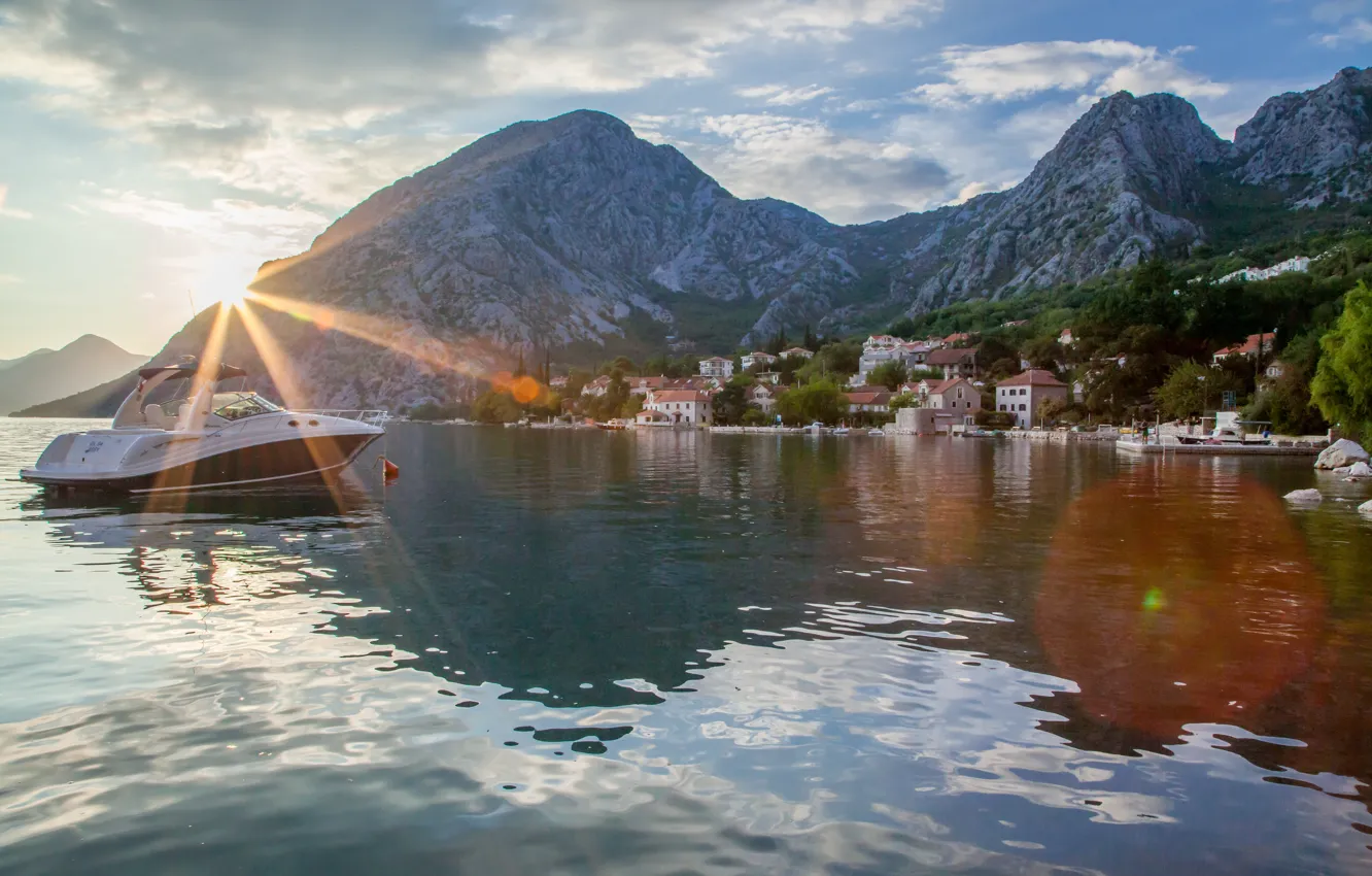 Photo wallpaper mountains, the city, Adriatica, Montenegro, Montenegro